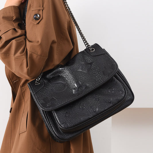 SAVOIE Classic Microfiber Hobo Bag - Large Embossed Messenger Crossbody SAVOIE