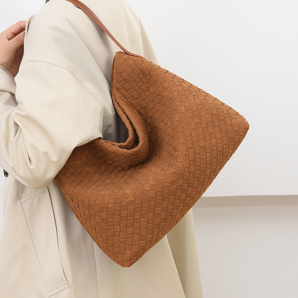 SAVOIE New Fall/Winter Hand-Woven Tote Bag - Frosted Large Commuter Purse SAVOIE