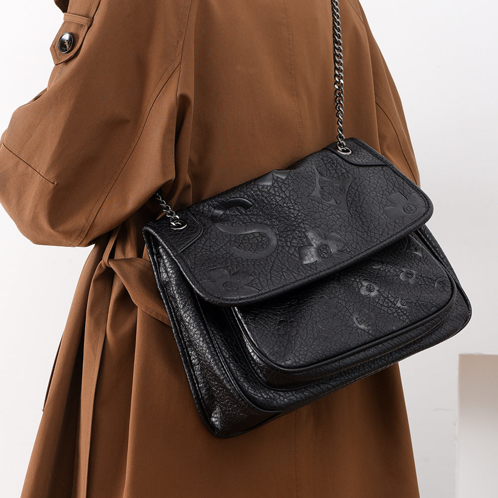 SAVOIE Classic Microfiber Hobo Bag - Large Embossed Messenger Crossbody SAVOIE